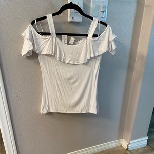NWT White House Black Market white cold shoulder top size xs xsmall